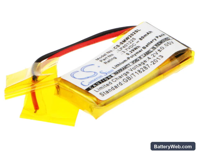 Sony NWZ-W202 Replacement Battery, 3.7V, 80mAh, Li-Polymer 1