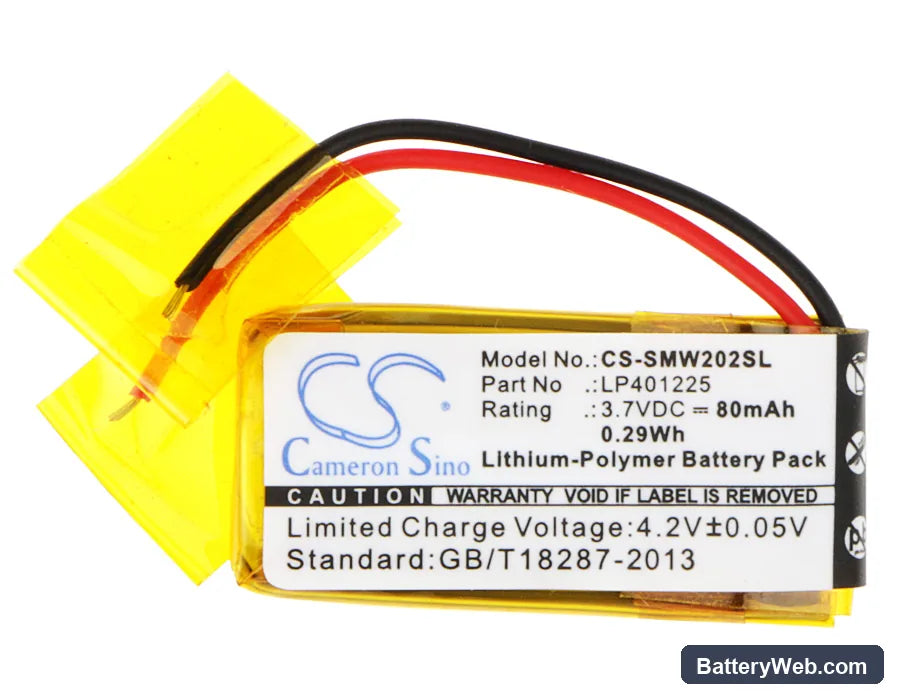 Sony NWZ-W202 Replacement Battery, 3.7V, 80mAh, Li-Polymer 5