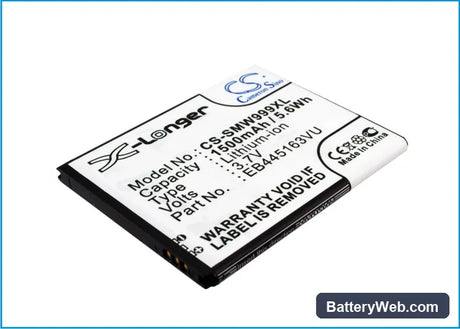 Samsung SGH-W999 Replacement Battery, 3.7V, 1500mAh, Li-ion 2