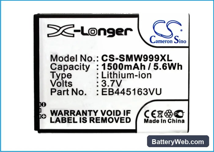 Samsung SGH-W999 Replacement Battery, 3.7V, 1500mAh, Li-ion 5