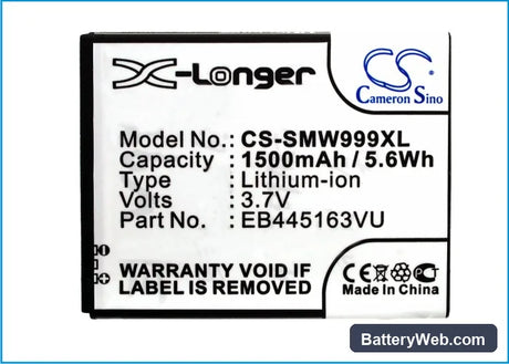 Samsung SGH-W999 Replacement Battery, 3.7V, 1500mAh, Li-ion 5