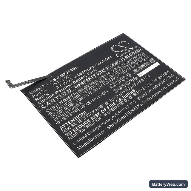 Samsung Galaxy Tab A9+ 5G 11 Replacement Battery, 3.85V, 6800mAh, Li-Polymer 1