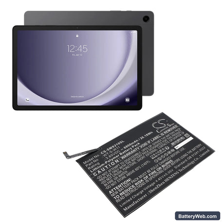 Samsung Galaxy Tab A9+ 5G 11 Replacement Battery, 3.85V, 6800mAh, Li-Polymer 5