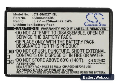 Samsung GT-B2710 Replacement Battery, 3.7V, 750mAh, Li-ion 5