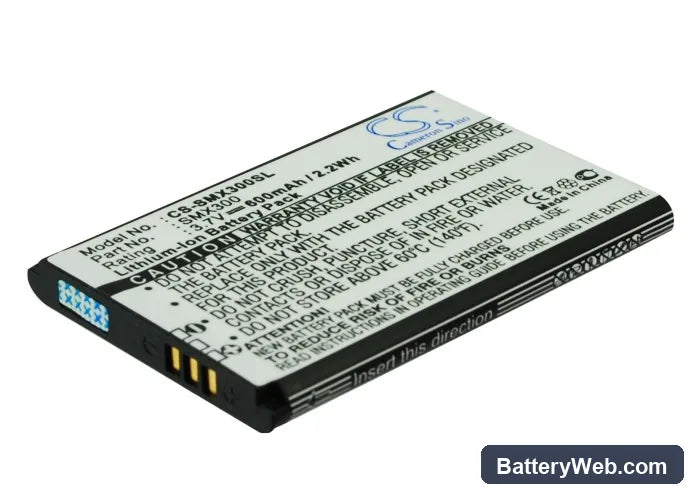 Samsung X300 Replacement Battery, 3.7V, 600mAh, Li-ion 1