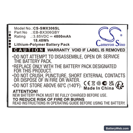 Samsung Galaxy Tab Active 5 (WiFi) Replacement Battery, 3.85V, 4800mAh, Li-Polymer 3