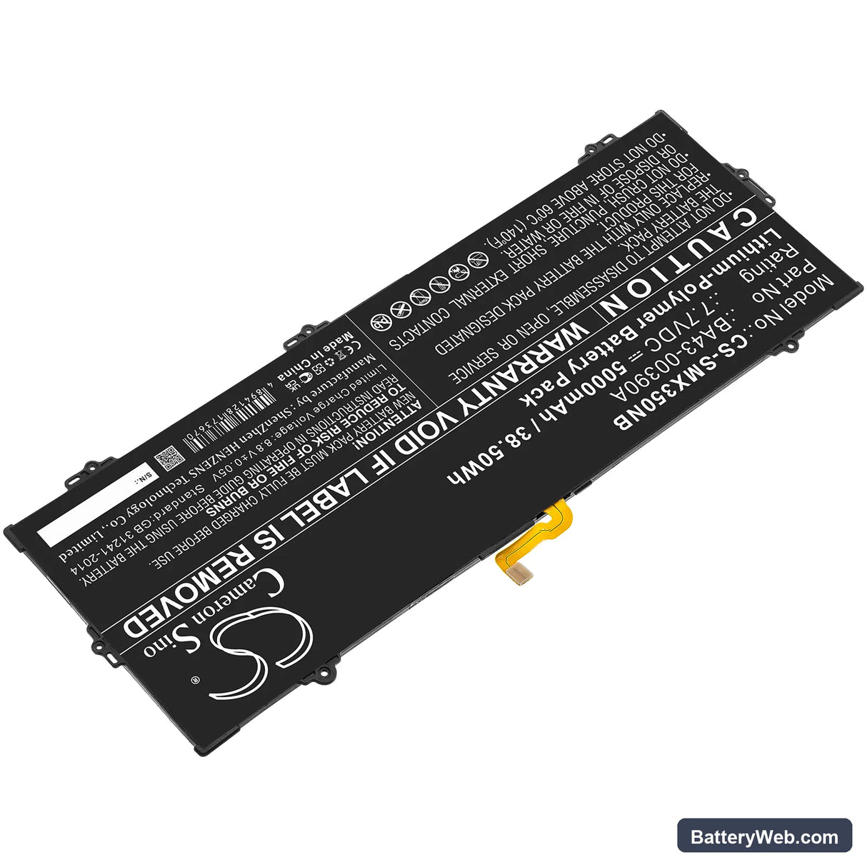Samsung Chromebook 15.6" Replacement Battery, 7.7V, 5000mAh, Li-Polymer 2