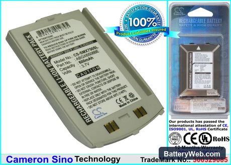 Samsung X750 Replacement Battery, 3.7V, 600mAh, Li-ion 1