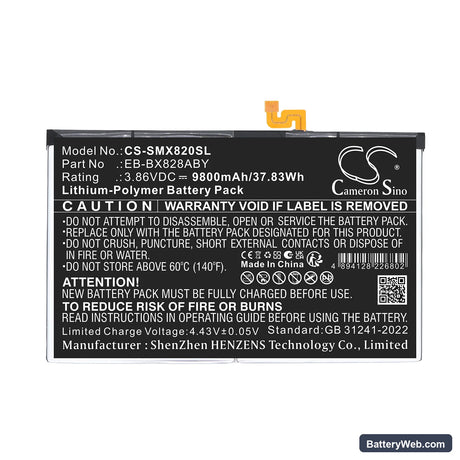 Samsung Galaxy Tab S10+ Replacement Battery, 3.86V, 9800mAh, Li-Polymer 3