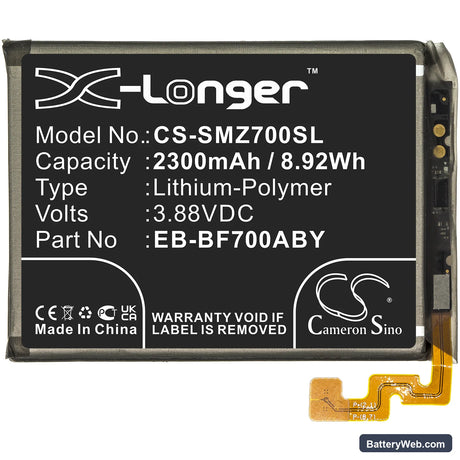 Samsung Galaxy Z Flip Replacement Battery, 3.88V, 2300mAh, Li-Polymer 3