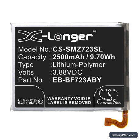 Samsung Galaxy Z Flip 4 Replacement Battery, 3.88V, 2500mAh, Li-Polymer 3