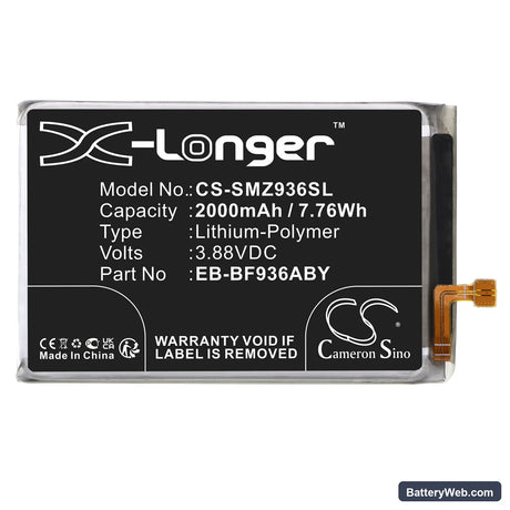 Samsung Galaxy Z Fold4 Replacement Battery, 3.88V, 2000mAh, Li-Polymer 3