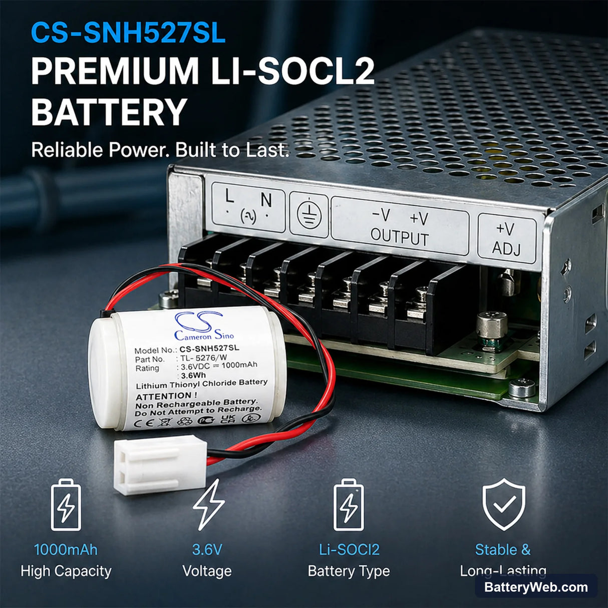 Sonnenschein Sonnecell TL-5276/W Replacement Battery, 3.6V, 1000mAh, Li-SOCl2 6