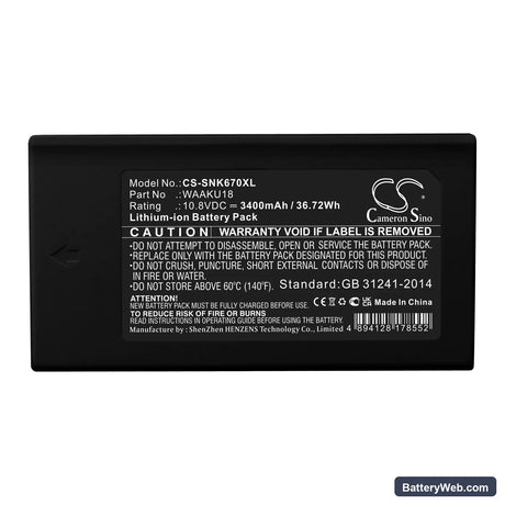 Sonel KT-670 Replacement Battery, 10.8V, 3400mAh, Li-ion 5