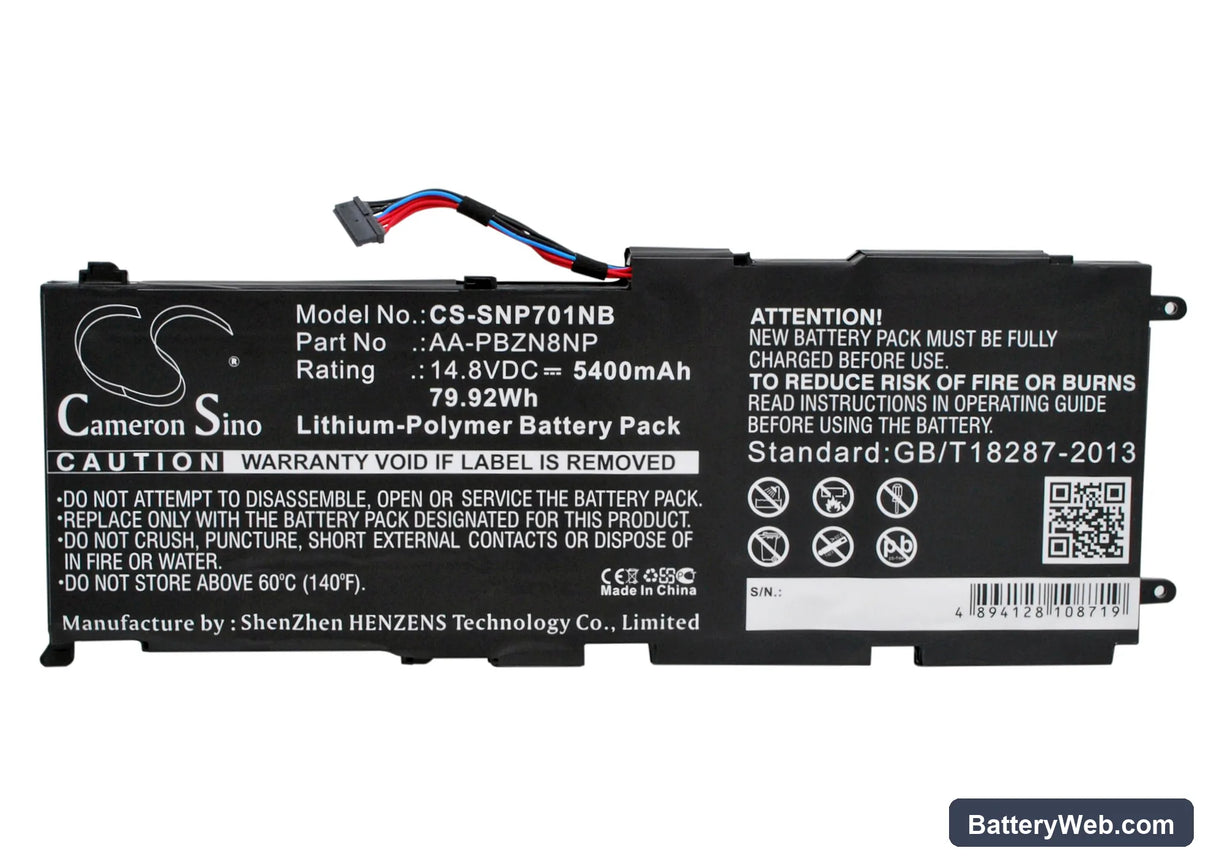 Samsung NP-700 Replacement Battery, 14.8V, 5400mAh, Li-Polymer 5
