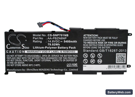 Samsung NP-700 Replacement Battery, 14.8V, 5400mAh, Li-Polymer 5