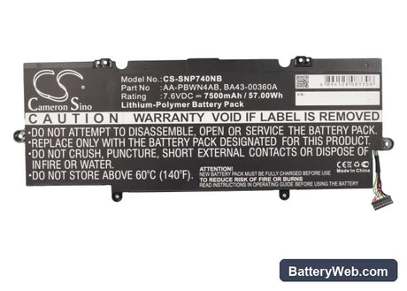 Samsung ATIV Book 7 Replacement Battery, 7.6V, 7500mAh, Li-Polymer 5