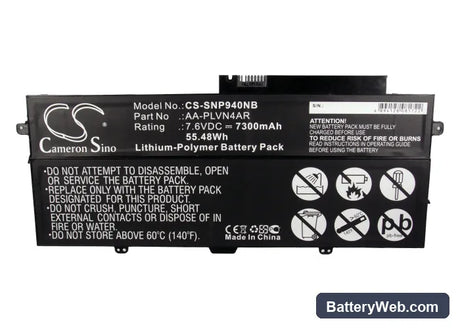 Samsung Ativ Book 9 Plus Replacement Battery, 7.6V, 7300mAh, Li-Polymer 5