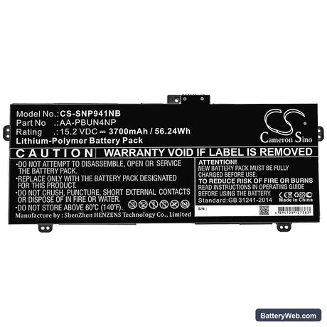Samsung ATIV Book 9 Pro Replacement Battery, 15.2V, 3700mAh, Li-Polymer 3