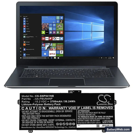 Samsung ATIV Book 9 Pro Replacement Battery, 15.2V, 3700mAh, Li-Polymer 5