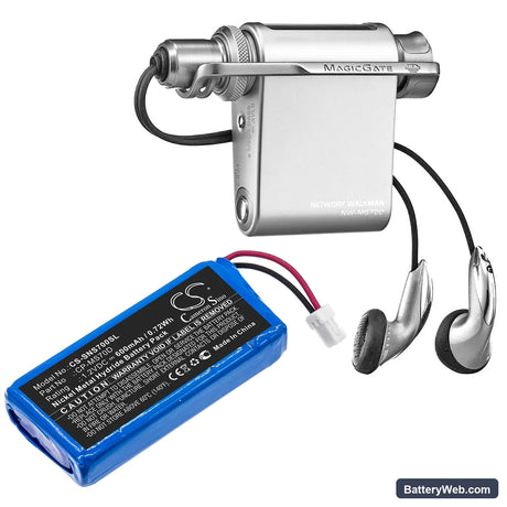 Sony Walkman NW-MS70D Replacement Battery, 1.2V, 600mAh, Ni-MH 6