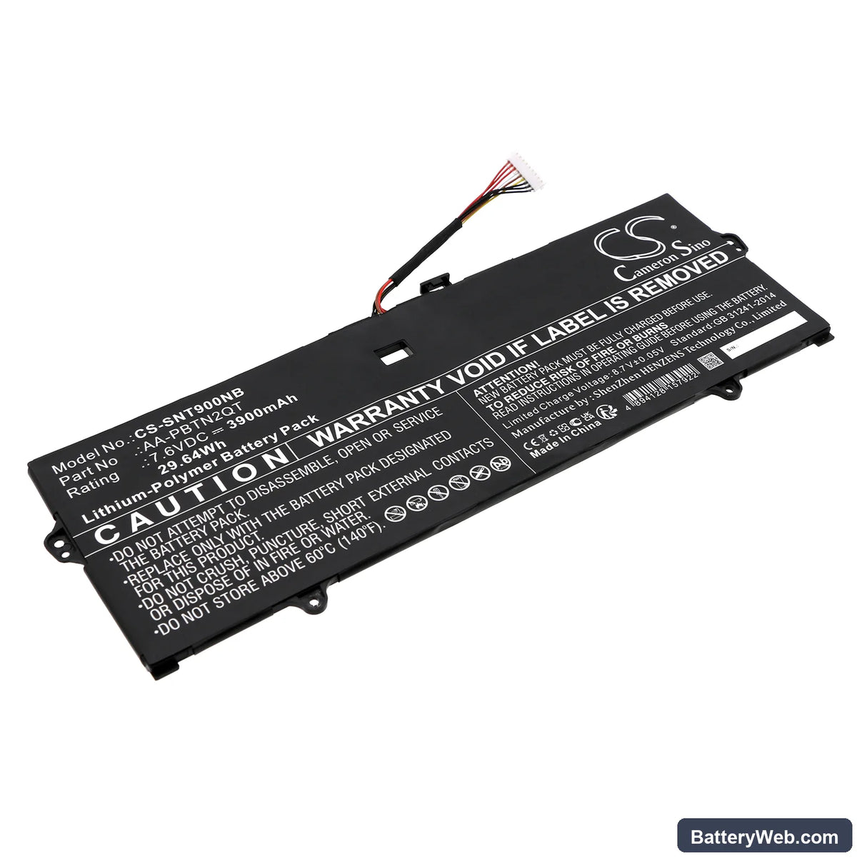 Samsung NT900X3N-K79W Replacement Battery, 7.6V, 3900mAh, Li-ion 1