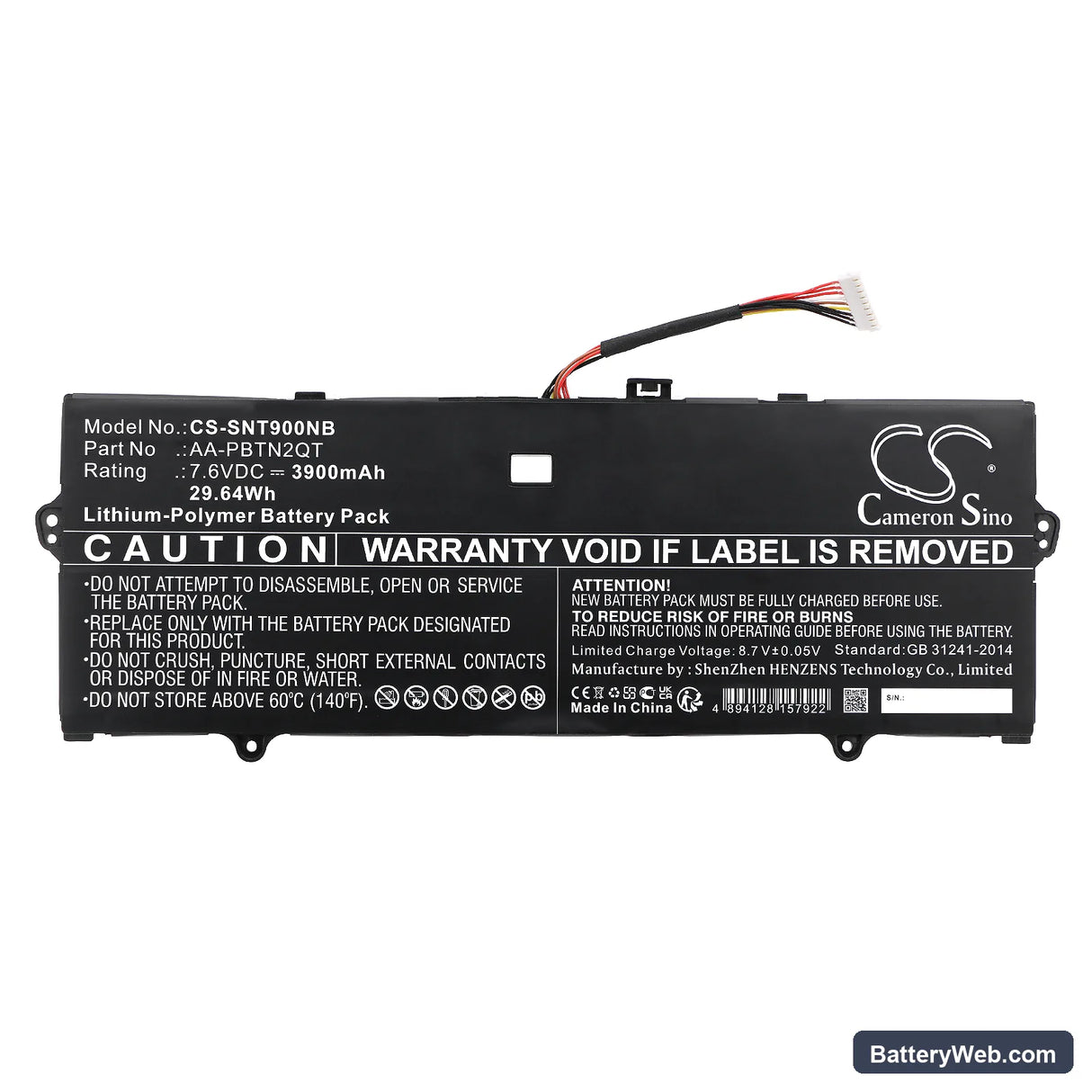 Samsung NT900X3N-K79W Replacement Battery, 7.6V, 3900mAh, Li-ion 3