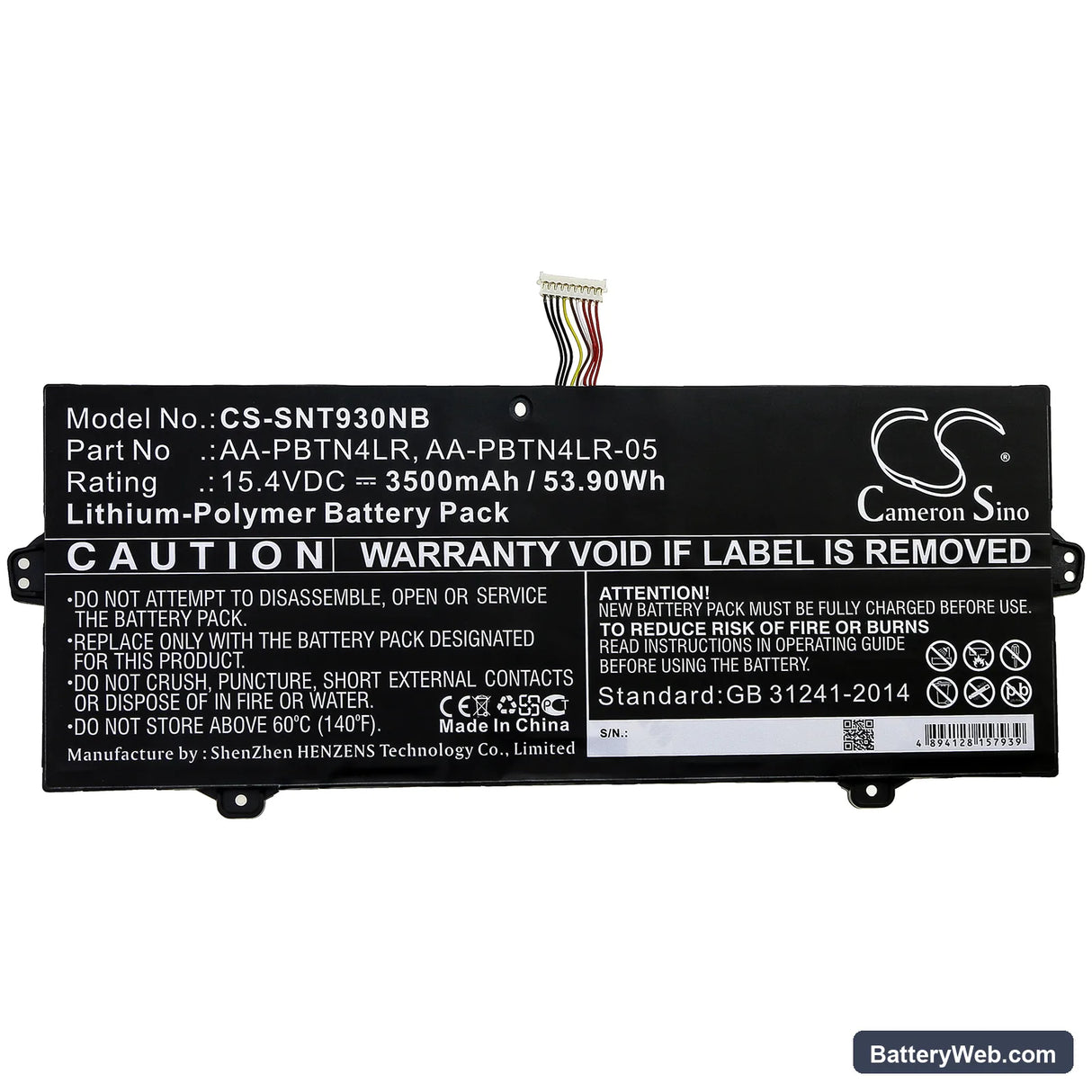 Samsung NT930SBE-X716 Replacement Battery, 15.4V, 3500mAh, Li-Polymer 3