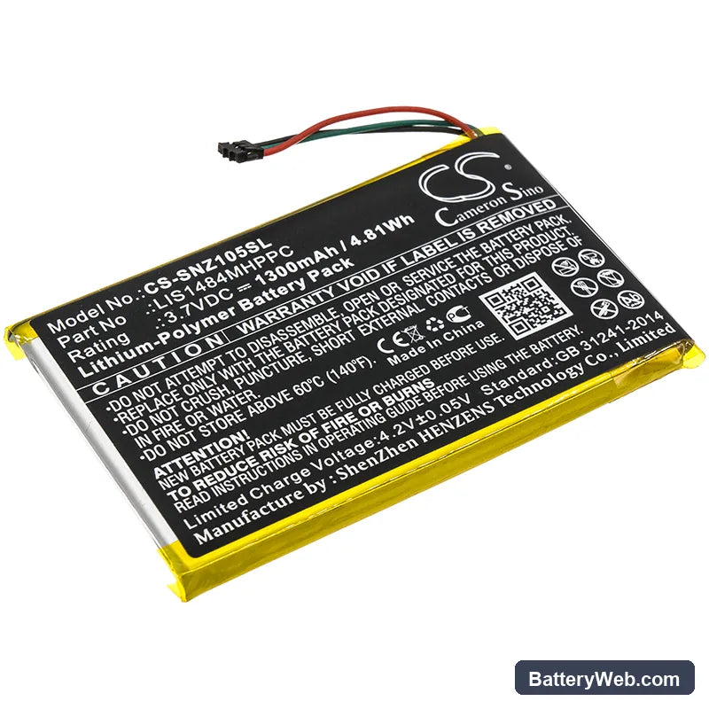 Sony NWZ-Z1050 Replacement Battery, 3.7V, 1300mAh, Li-Polymer 1