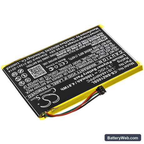Sony NWZ-Z1050 Replacement Battery, 3.7V, 1300mAh, Li-Polymer 2
