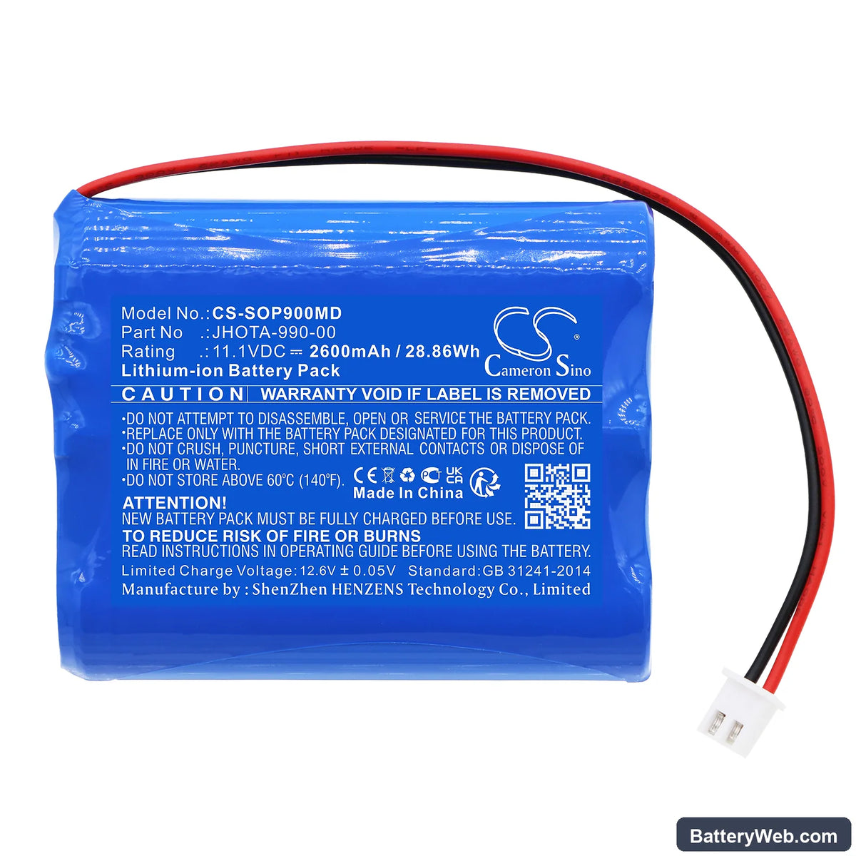 OSEN OIP-900 Replacement Battery, 11.1V, 2600mAh, Li-ion 3