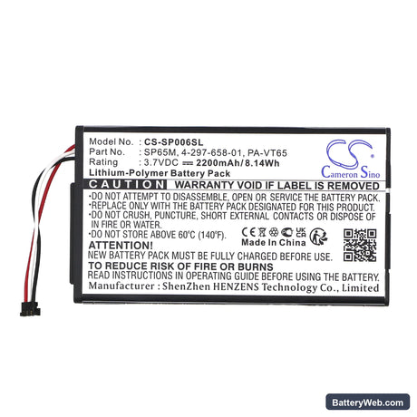 Sony PS Vita Replacement Battery, 3.7V, 2200mAh, Li-Polymer 3