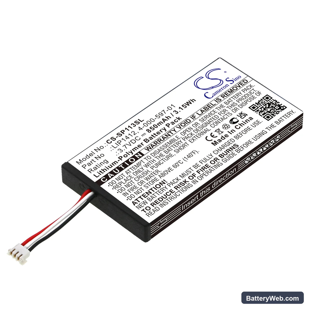 Sony PSP GO Replacement Battery, 3.7V, 850mAh, Li-Polymer 1