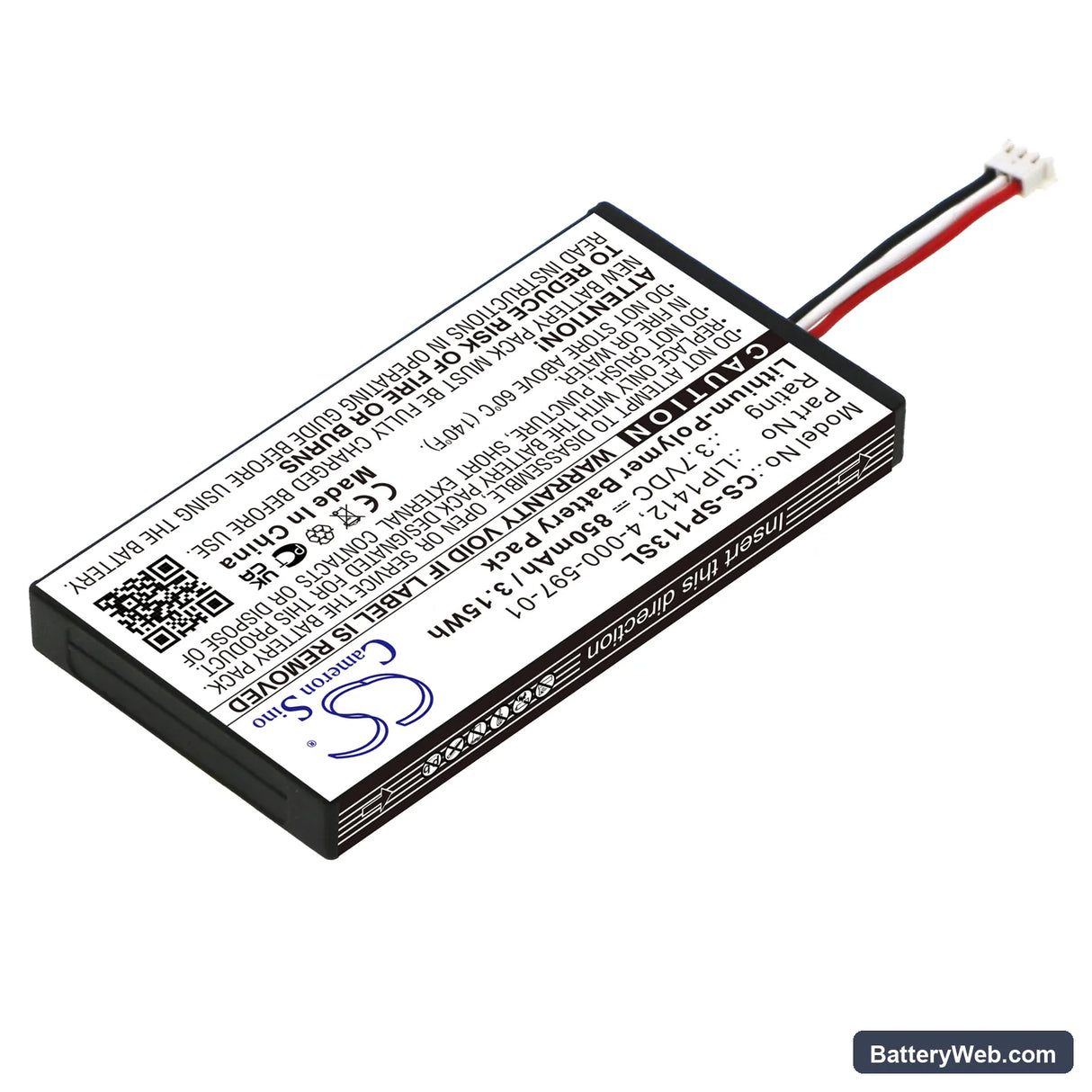 Sony PSP GO Replacement Battery, 3.7V, 850mAh, Li-Polymer 2