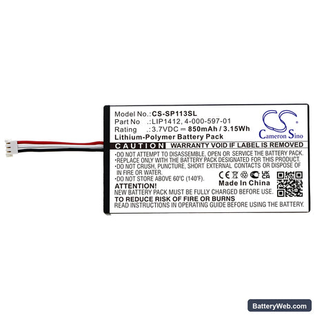 Sony PSP GO Replacement Battery, 3.7V, 850mAh, Li-Polymer 3