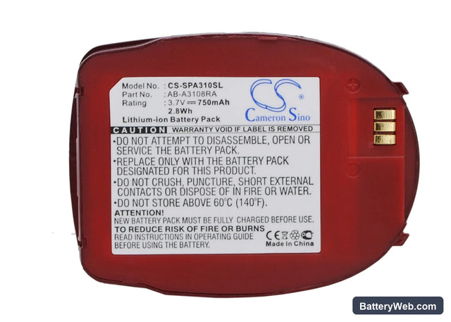 Samsung SPH-A310 Replacement Battery, 3.7V, 750mAh, Li-ion 1