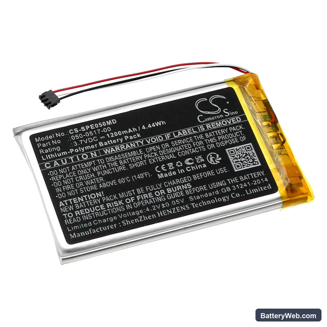 Spacelabs EVO 4 Replacement Battery, 3.7V, 1200mAh, Li-Polymer 1