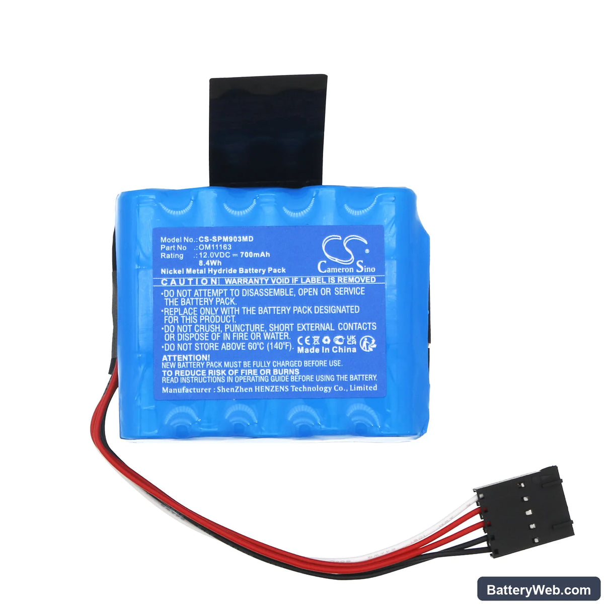 Spacelabs 91387 Patient Monitor Replacement Battery, 12V, 700mAh, Ni-MH 3