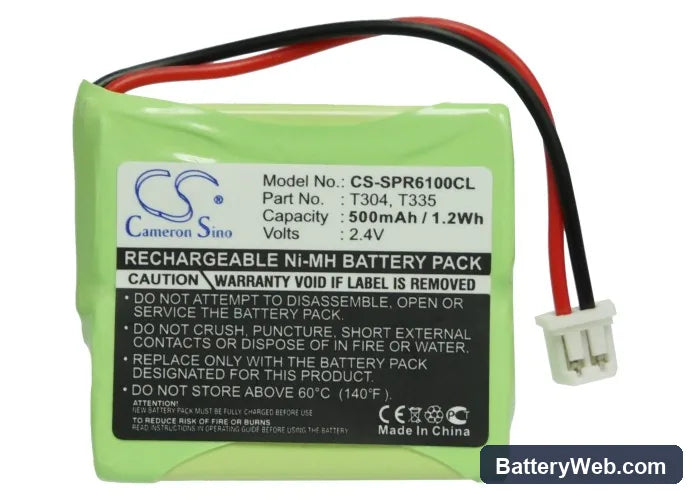GP Replacement Battery, 2.4V, 500mAh, Ni-MH 5