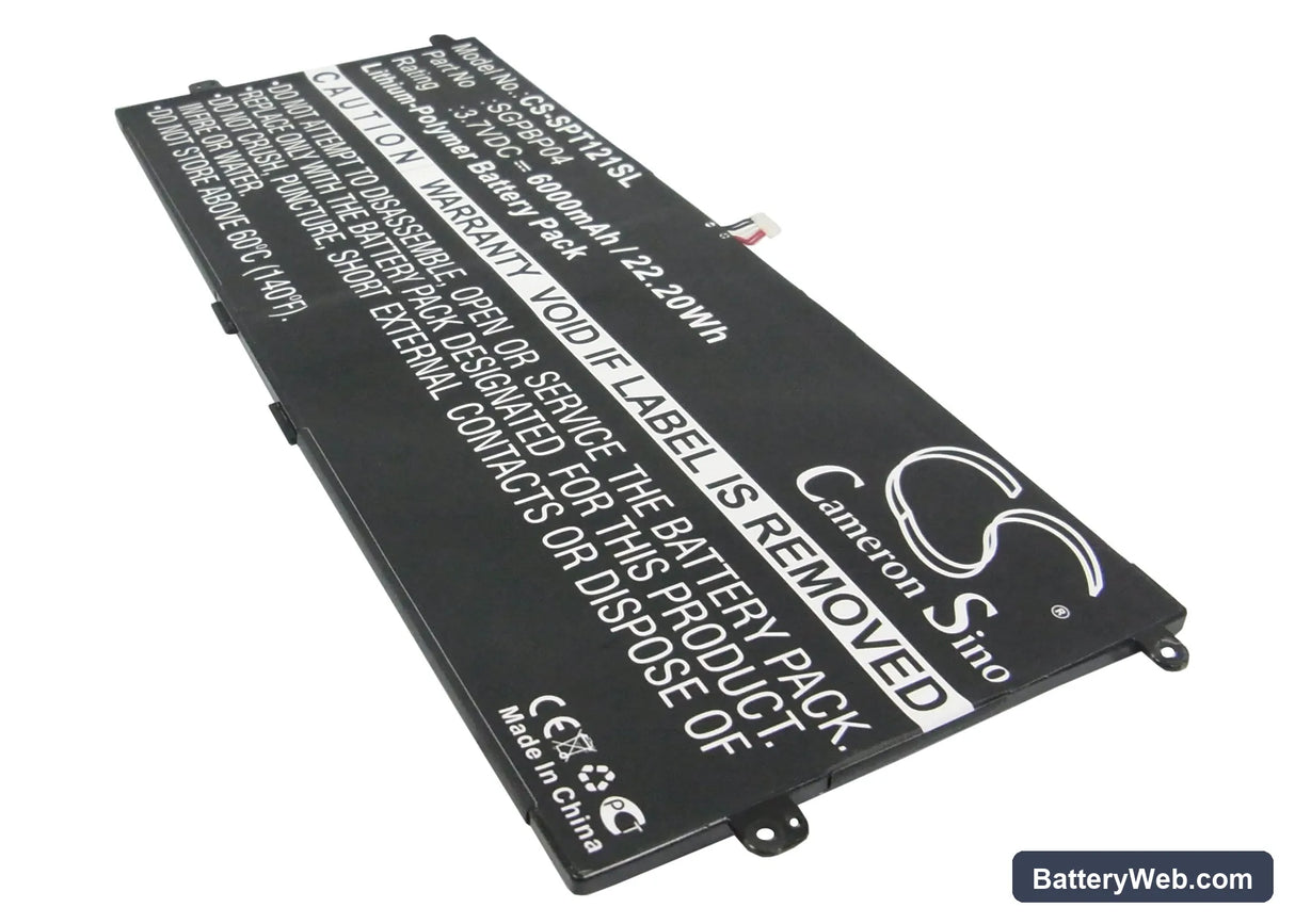 Sony Tablet S Replacement Battery, 3.7V, 6000mAh, Li-Polymer 1