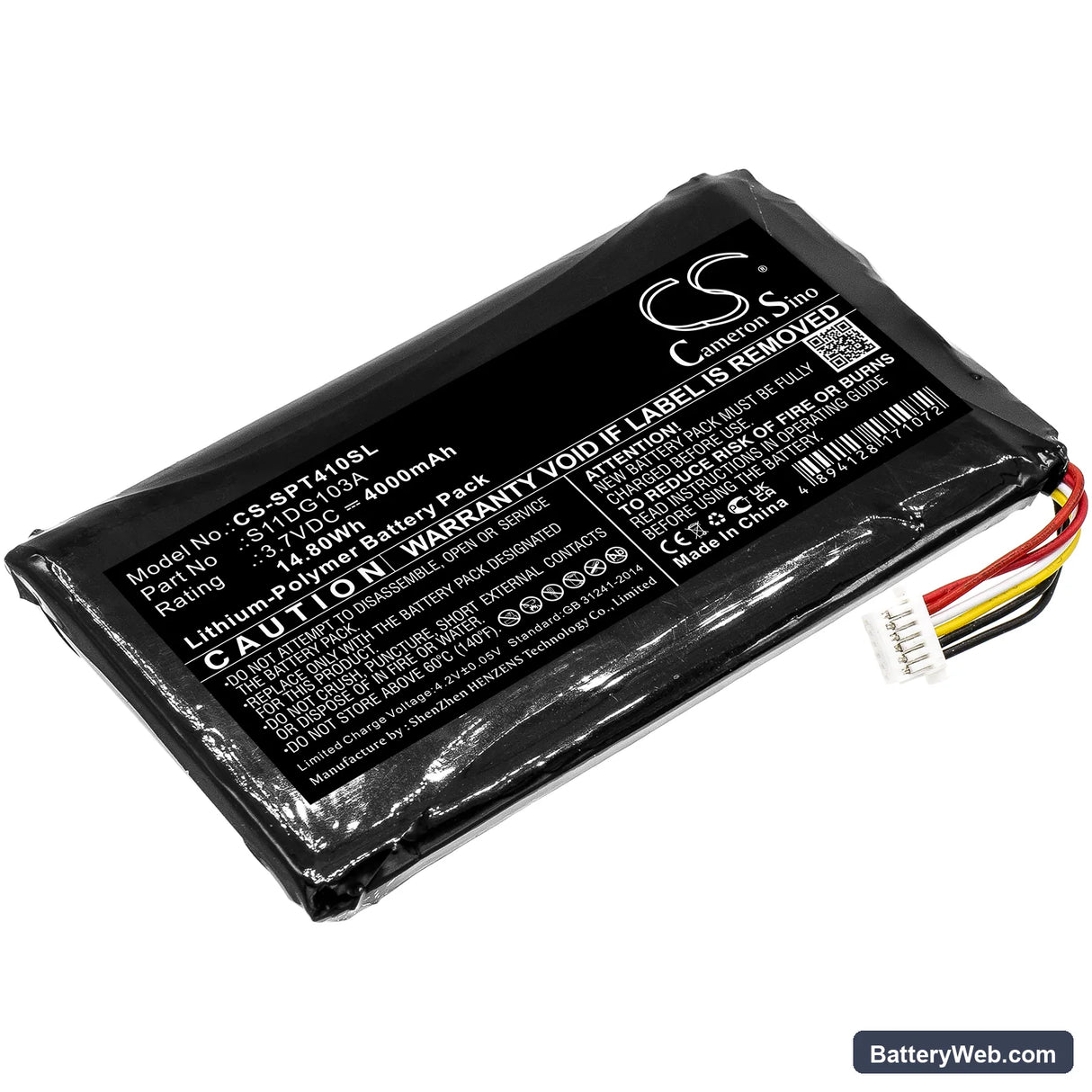 Geospatial T41-R01-001 Replacement Battery, 3.7V, 4000mAh, Li-Polymer 1