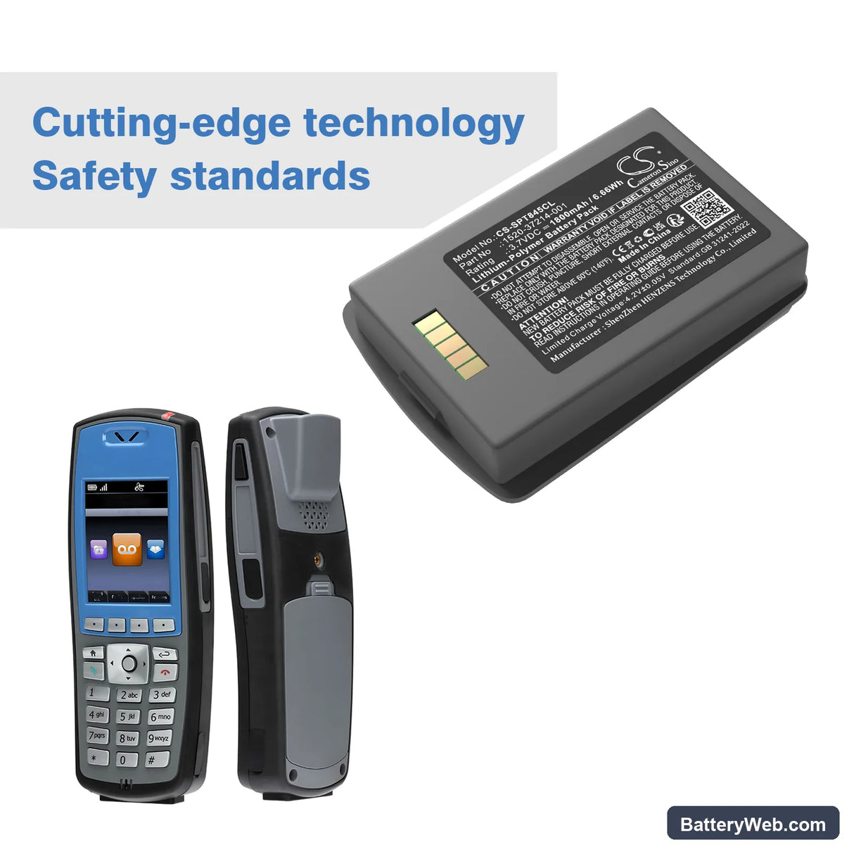 SpectraLink 8400 Replacement Battery, 3.7V, 1800mAh, Li-Polymer 6