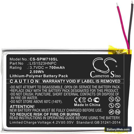 Sony Platinum Wireless 7.1 Replacement Battery, 3.7V, 700mAh, Li-Polymer 3