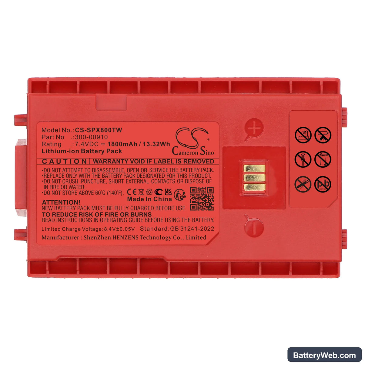 Sepura STP8X Replacement Battery, 7.4V, 1800mAh, Li-ion 5
