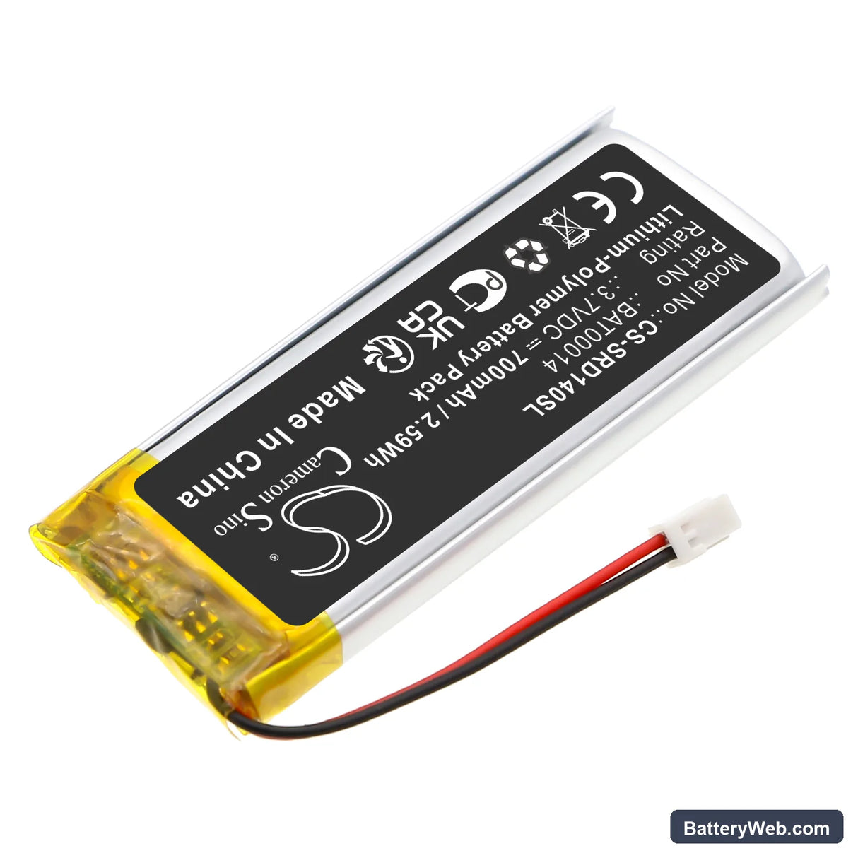 Cardo Packtalk Edge Replacement Battery, 3.7V, 700mAh, Li-Polymer 2