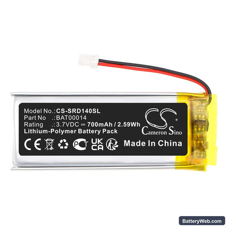 Cardo Packtalk Edge Replacement Battery, 3.7V, 700mAh, Li-Polymer 3