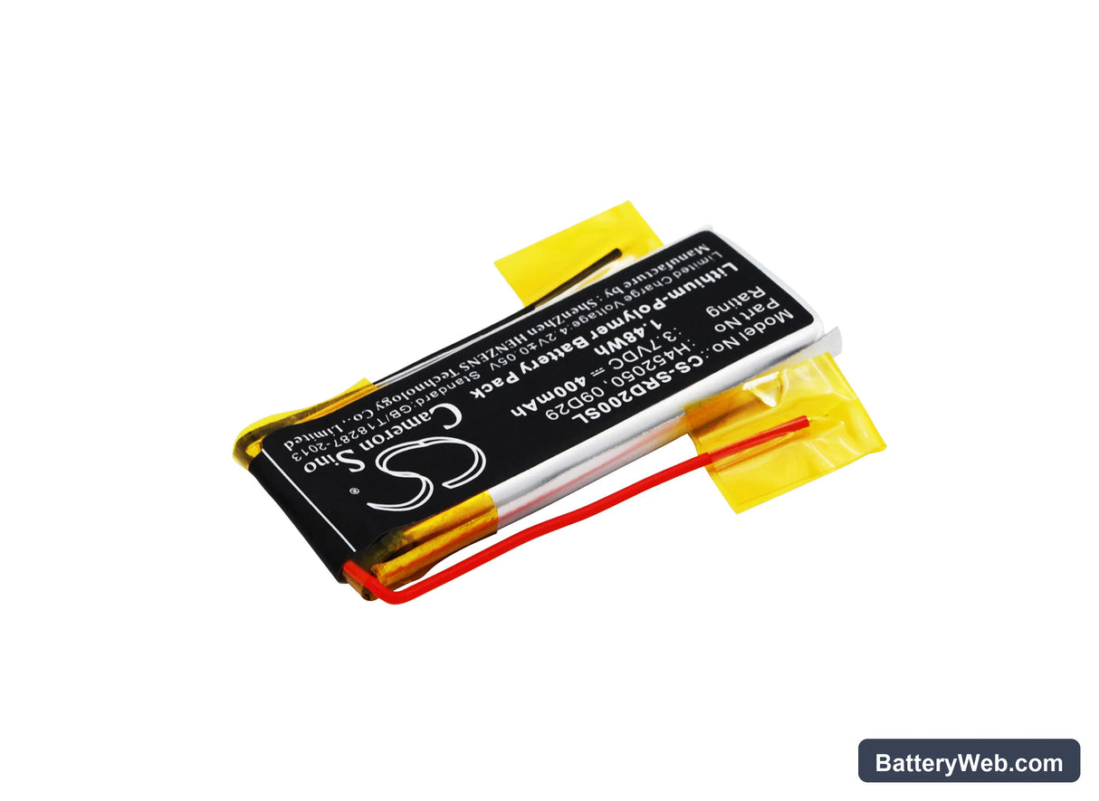 Cardo Q2 Replacement Battery, 3.7V, 400mAh, Li-Polymer 2