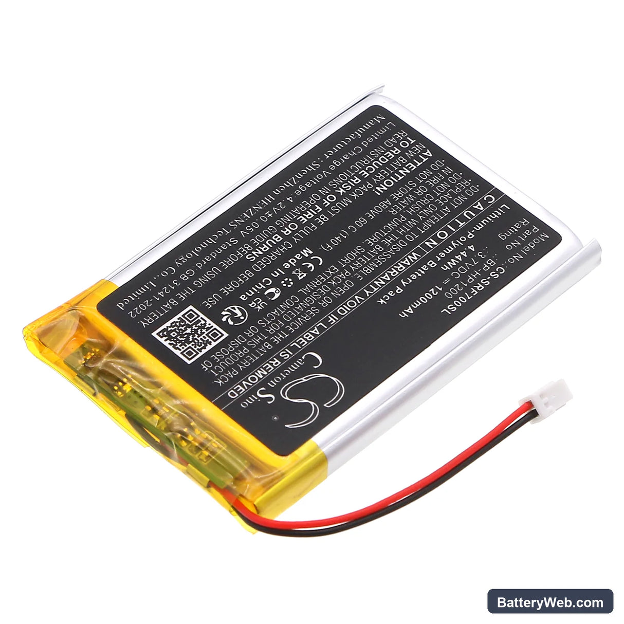 Sony MDR-DS7000 Replacement Battery, 3.7V, 1200mAh, Li-Polymer 2