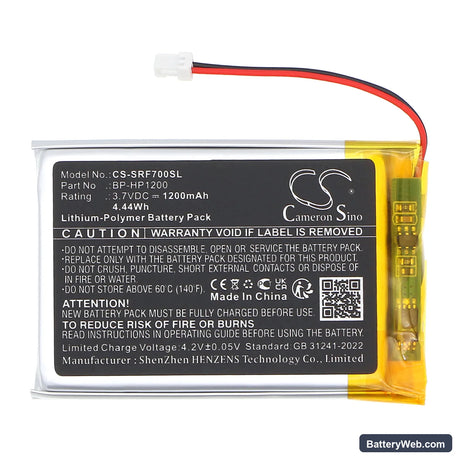 Sony MDR-DS7000 Replacement Battery, 3.7V, 1200mAh, Li-Polymer 3