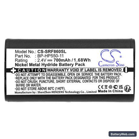 Sony MDR-RF860 Replacement Battery, 2.4V, 700mAh, Ni-MH 5